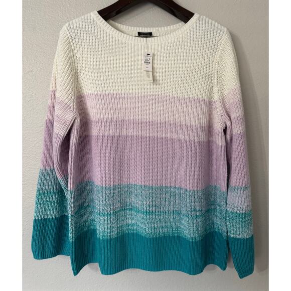 Talbots Plus Shaker Stitch Bateau Neck Sweater Spring Ombre‎ Size 2X NWT - Picture 2 of 6